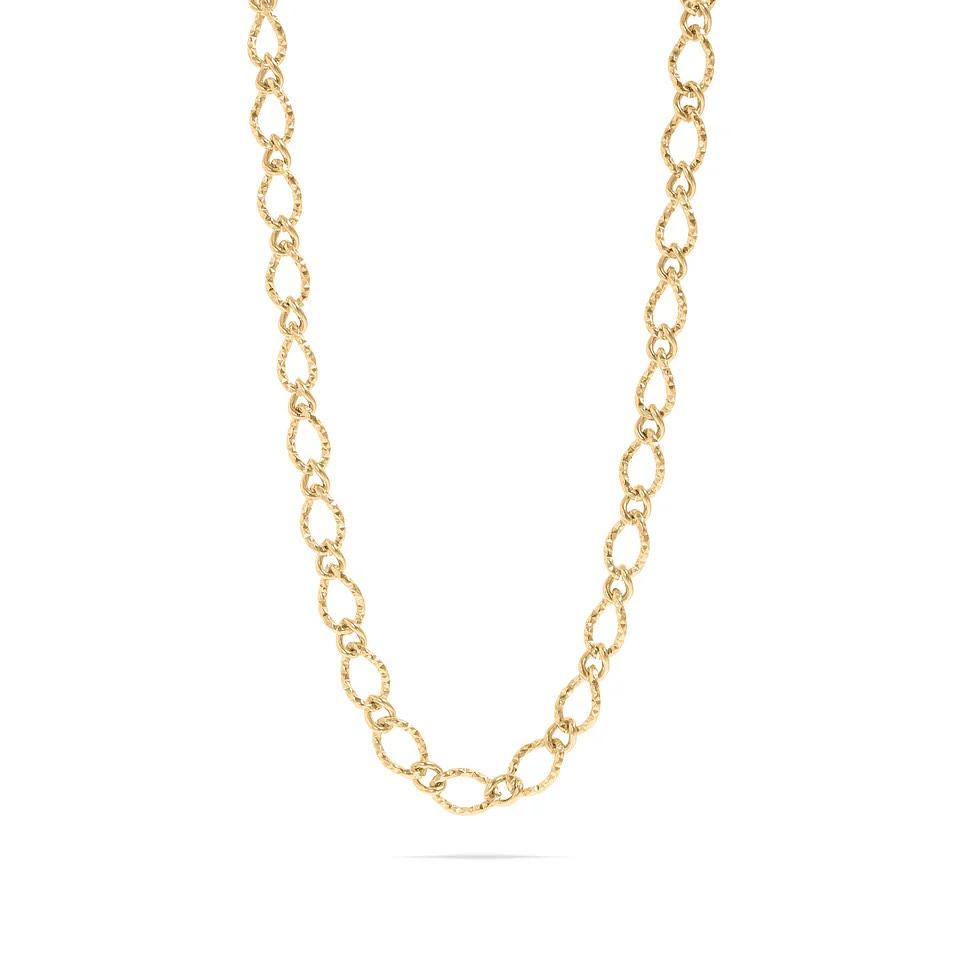 18K Gold Hammered Oval Chain Necklace - Winks Design Studio,LLC