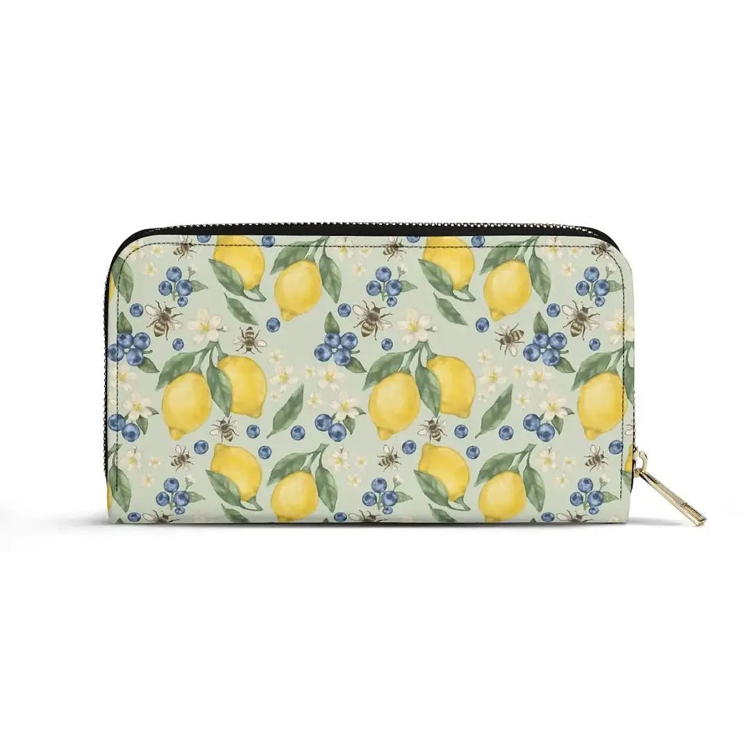 Lemonberry Bloom leather wallet by Winks Design Studio, LLC, featuring a vibrant floral design and compact wallet style.