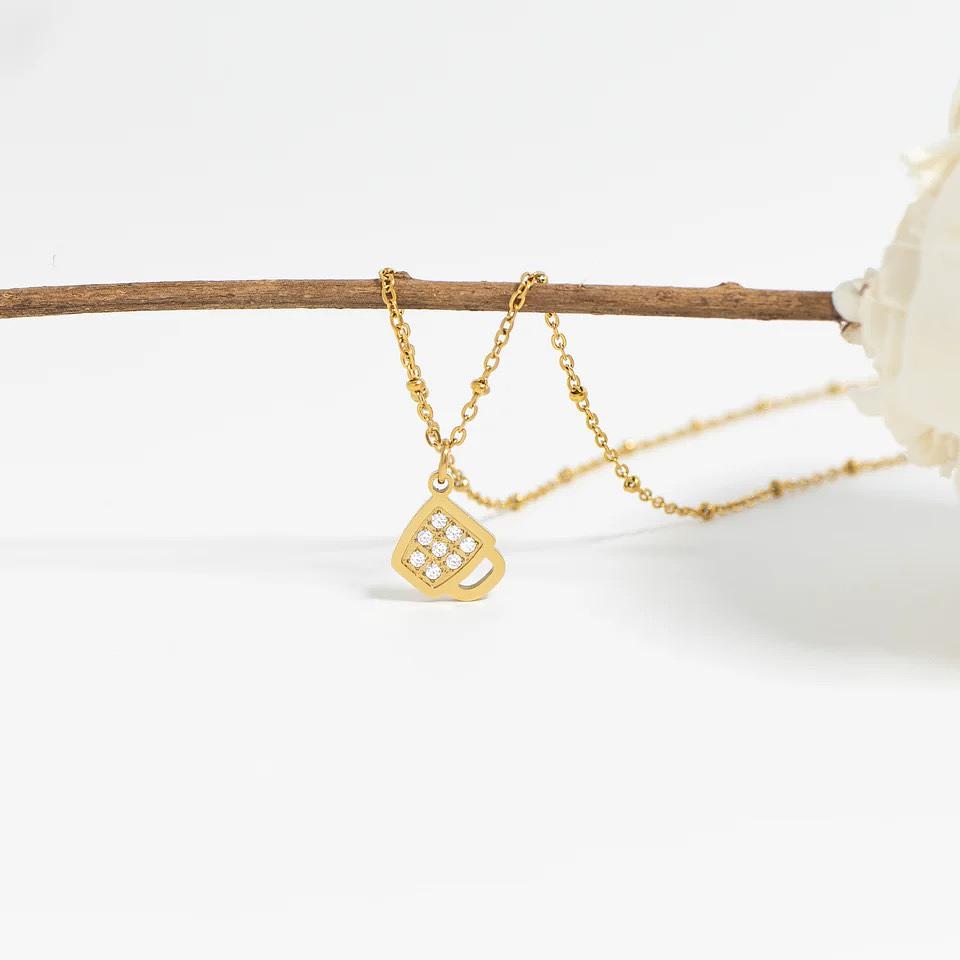 18K Gold Coffee Cup Charm - Winks Design Studio,LLC