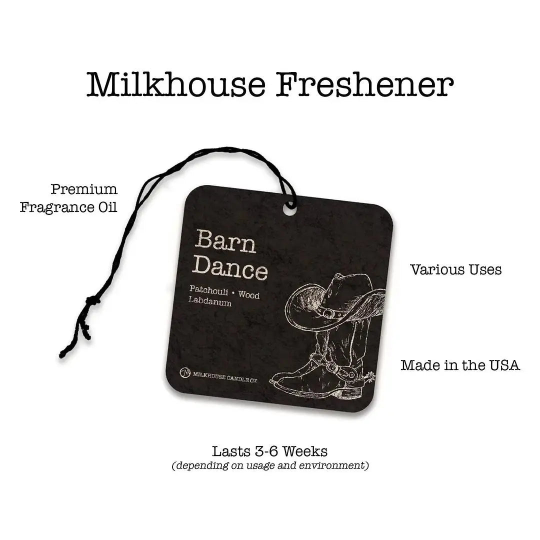 Milkhouse Candle Co. Milk & Sugar car freshener from Winks Design Studio, LLC, showcasing a sleek, scented air freshener for vehicles.