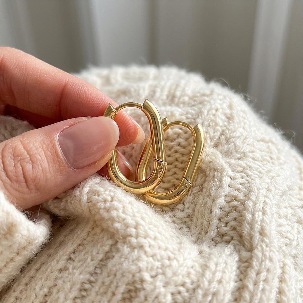 18K Oval Huggie Earrings - Winks Design Studio,LLC