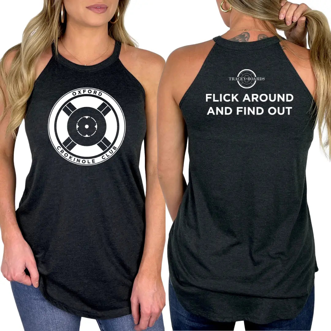 Winks Design Studio LLC Oxford Crokinole Club halter top featuring a stylish, casual halter neck design in a vibrant fabric.