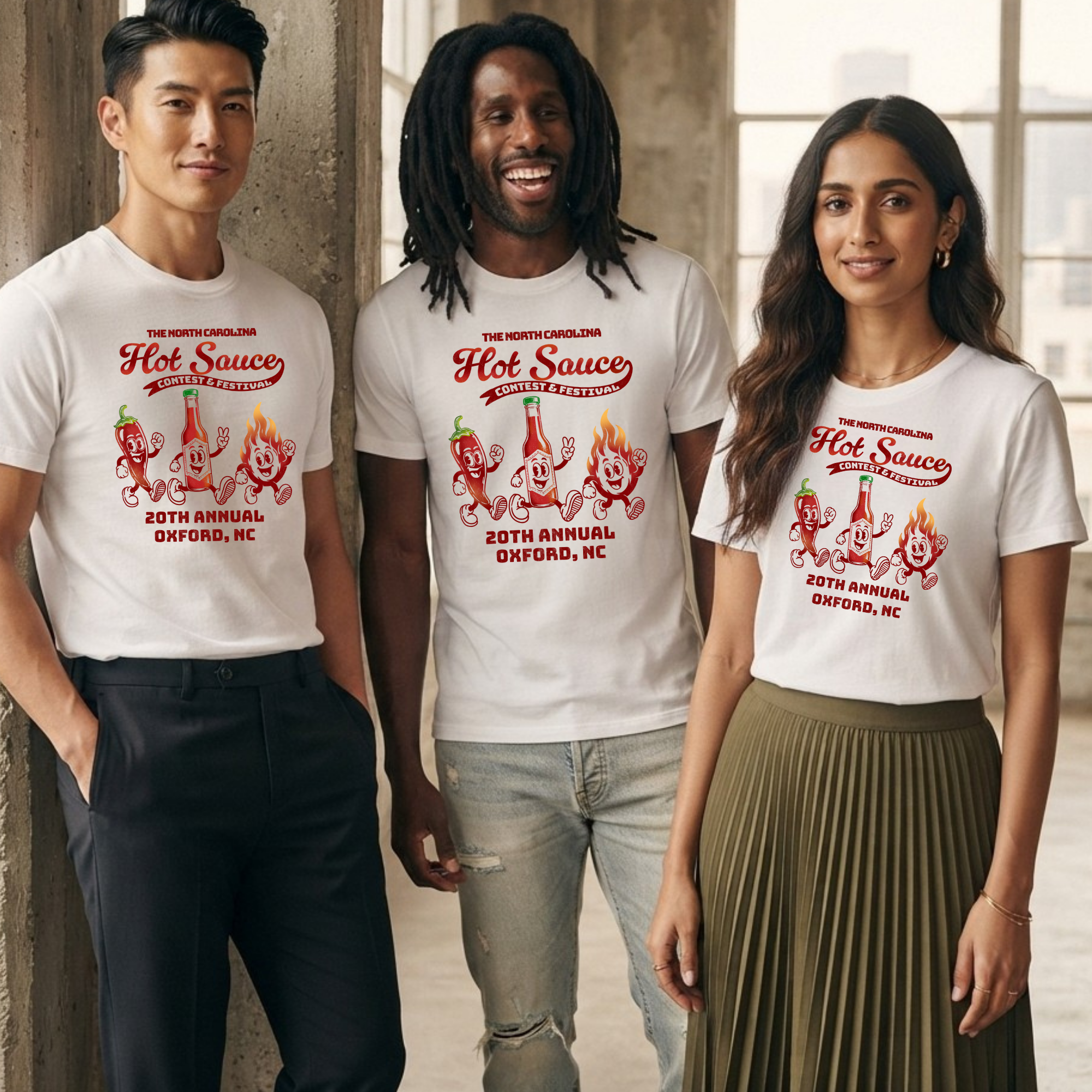 NC Hot Sauce Festival Retro Character T-shirt