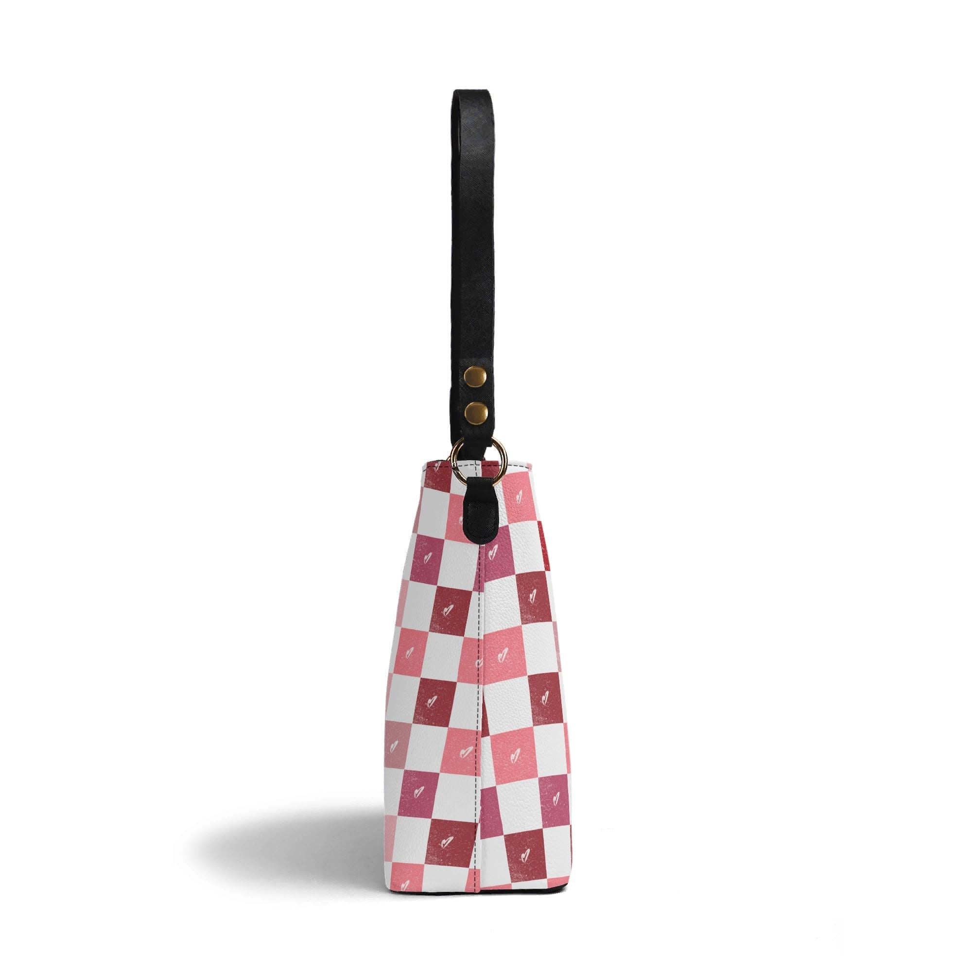 Checkerboard Hearts Bucket Bag - Winks Design Studio,LLC