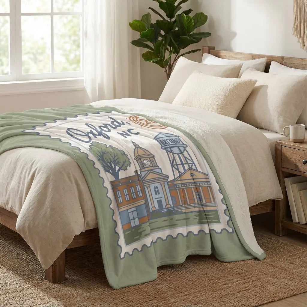 Winks Design Studio LLC Oxford fleece blanket 80x60 inches, cozy soft warm throw in a neutral color, perfect for snuggling.