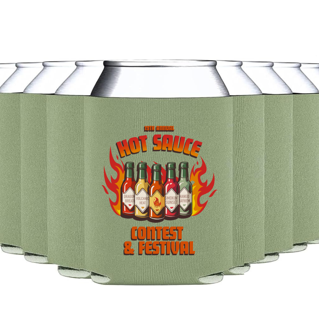 NC HOT SAUCE CONTEST & FESTIVAL Can Cooler Sleeves- Multiple Designs - Winks Design Studio,LLC