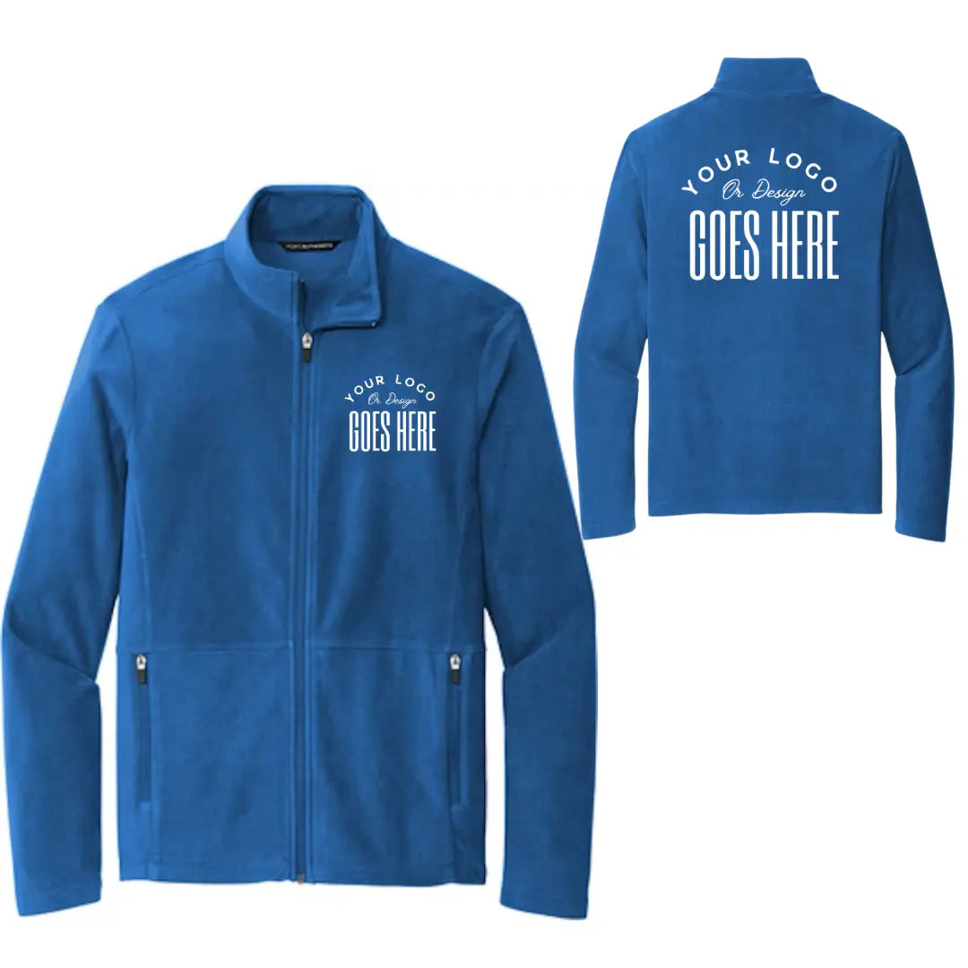 Winks Design Studio LLC Custom Port Authority Accord Microfleece jacket in navy, showing front view with zipper and stand collar.
