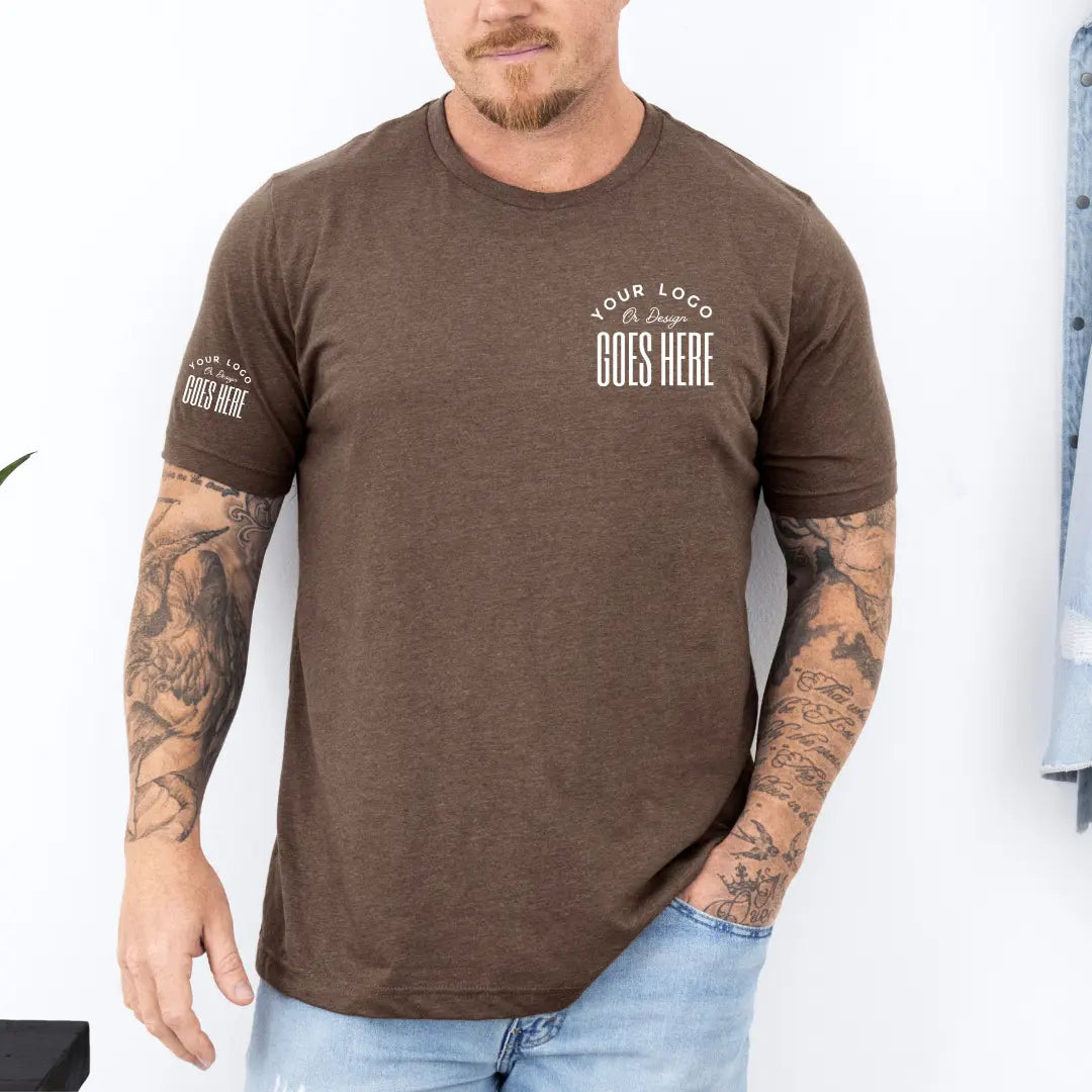 Custom Bella Canvas CVC short sleeve T-shirt with Winks Design Studio LLC logo, shown in black with a comfortable fit.