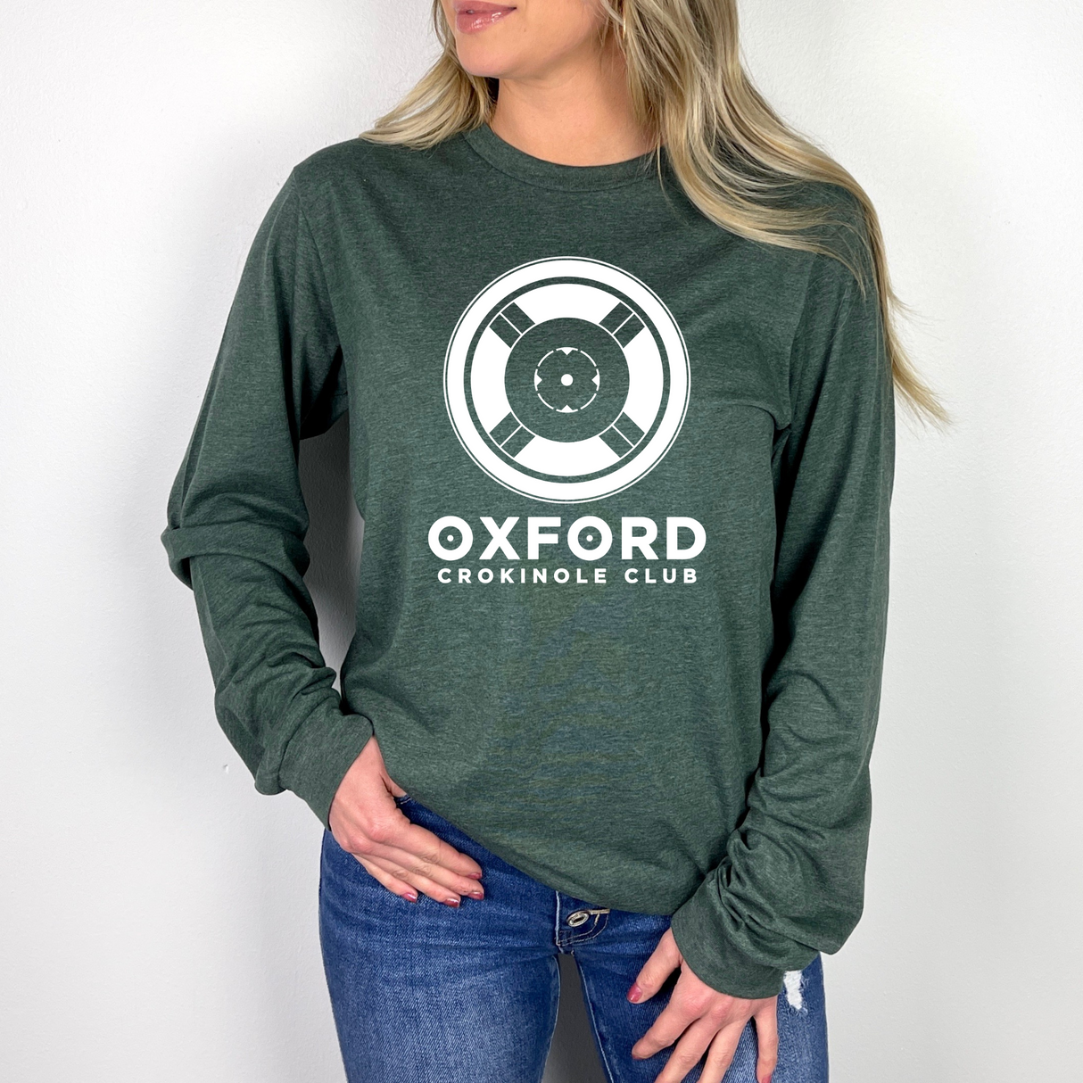 Oxford Crokinole Club Long Sleeve - Winks Design Studio,LLC