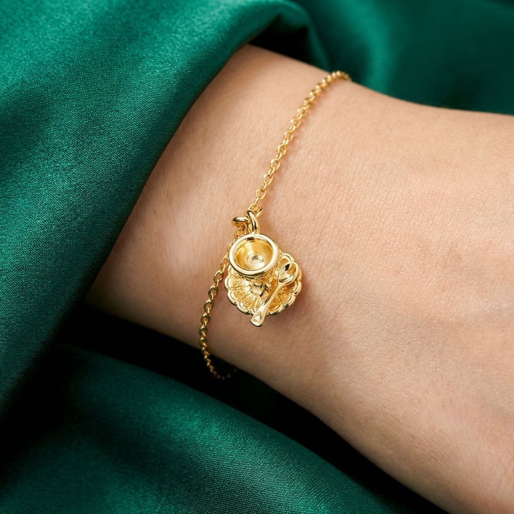 Gold Teacup Charm - Winks Design Studio,LLC