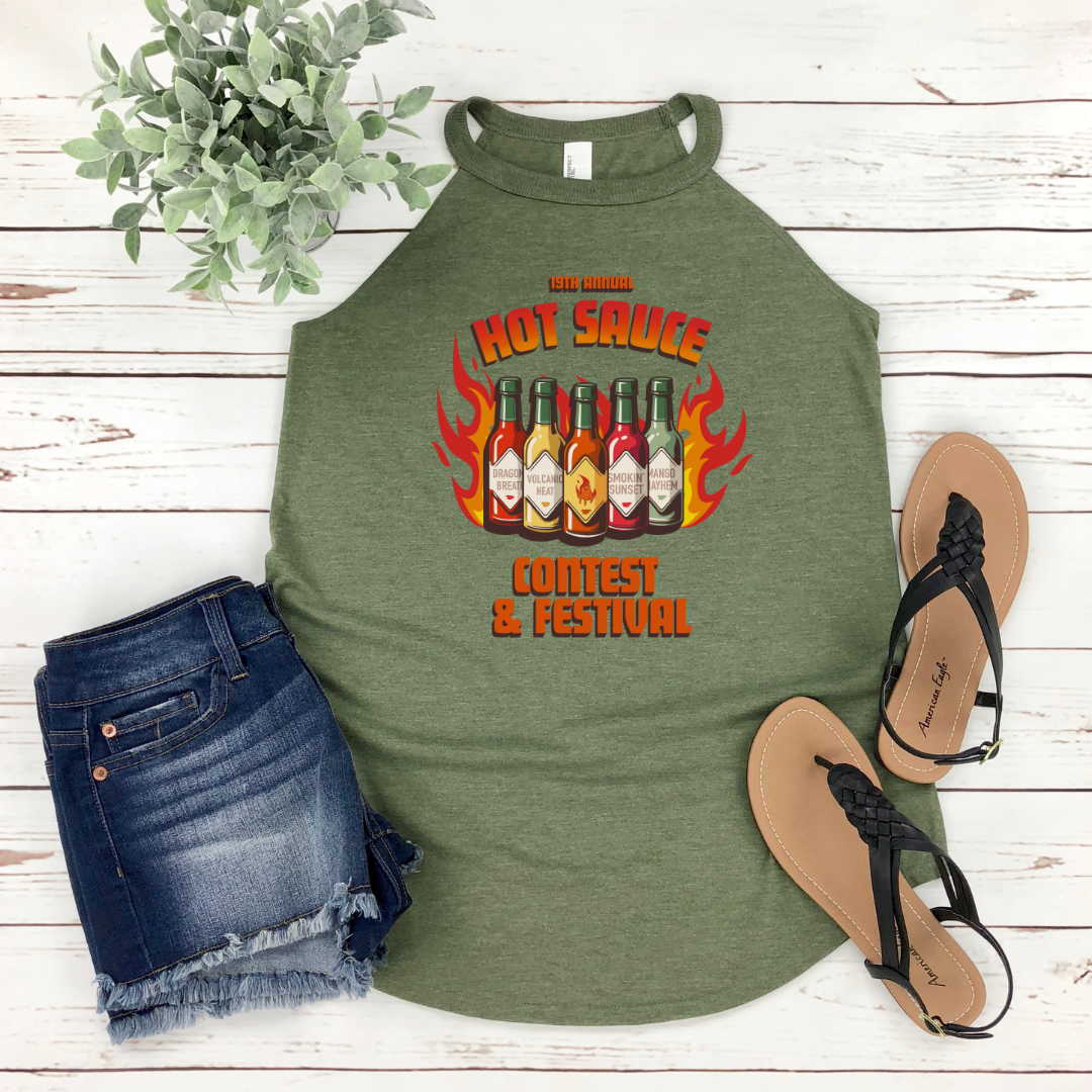 NC Hot Sauce Contest & Festival Hot Sauce Lineup Halter Tank - Winks Design Studio,LLC