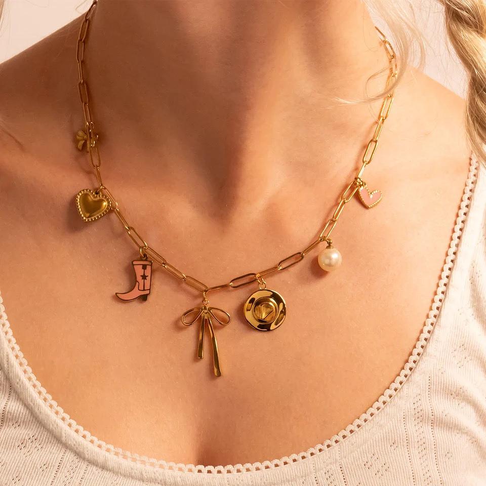 18K Gold Long Bow Charm