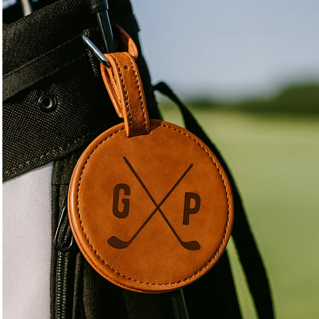 Custom engraved golf tee holder by Winks Design Studio LLC, showcasing a sleek, personalized tee holder with engraved design.