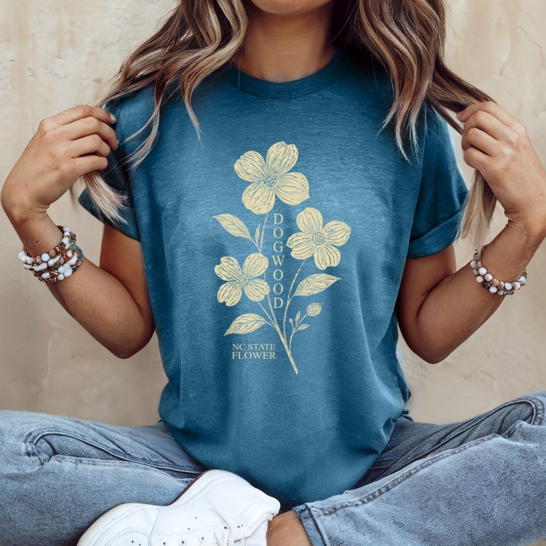 Dogwood North Carolina T-Shirt – State Flower Shirt With Dogwood Blossom Design - Winks Design Studio,LLC