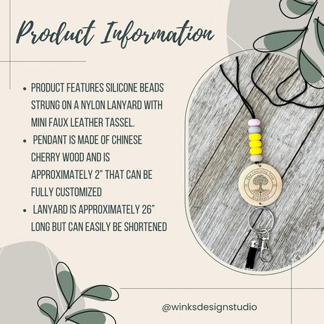 Custom Silicone Pencil Bead Lanyard - Winks Design Studio,LLC