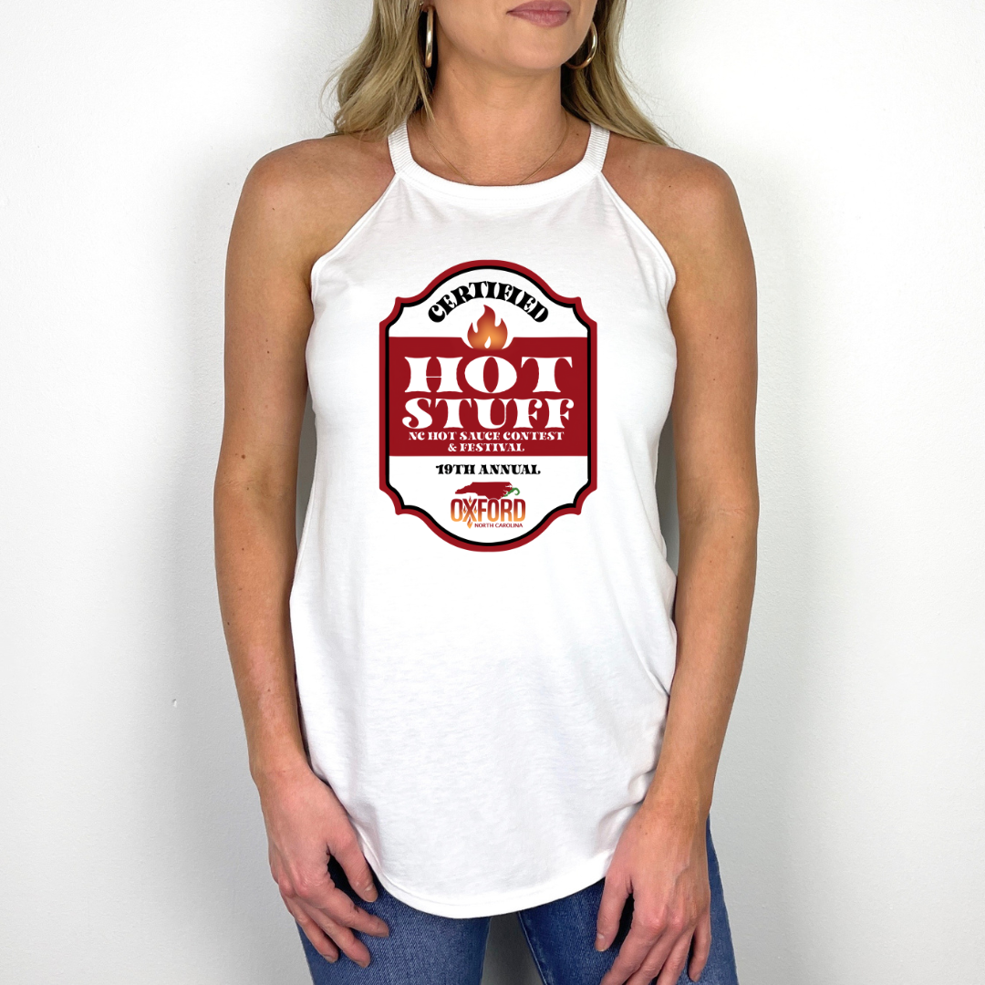 NC Hot Sauce Contest & Festival Certified Hot Stuff Halter Tank - Winks Design Studio,LLC