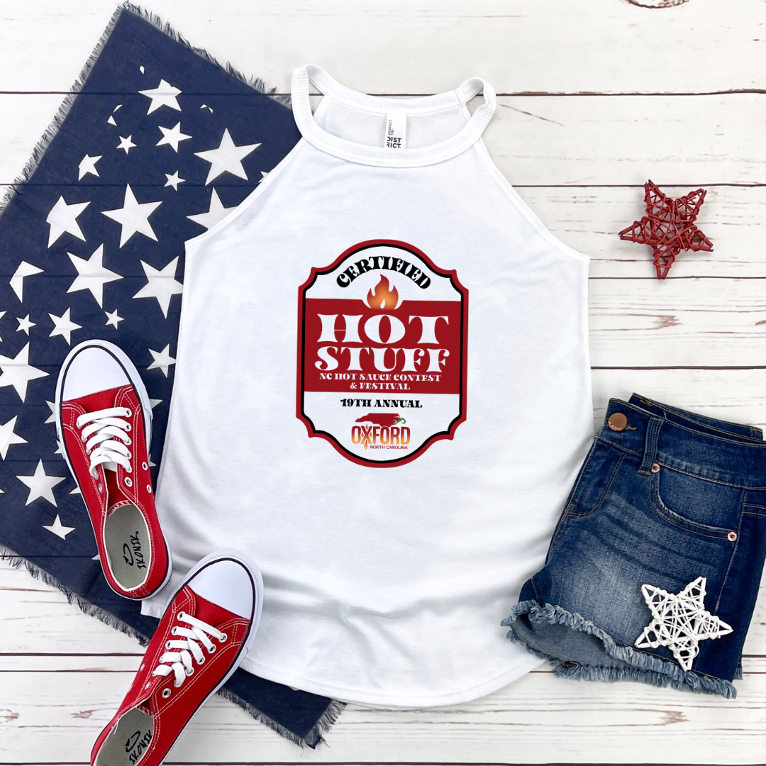 NC Hot Sauce Contest & Festival Certified Hot Stuff Halter Tank - Winks Design Studio,LLC