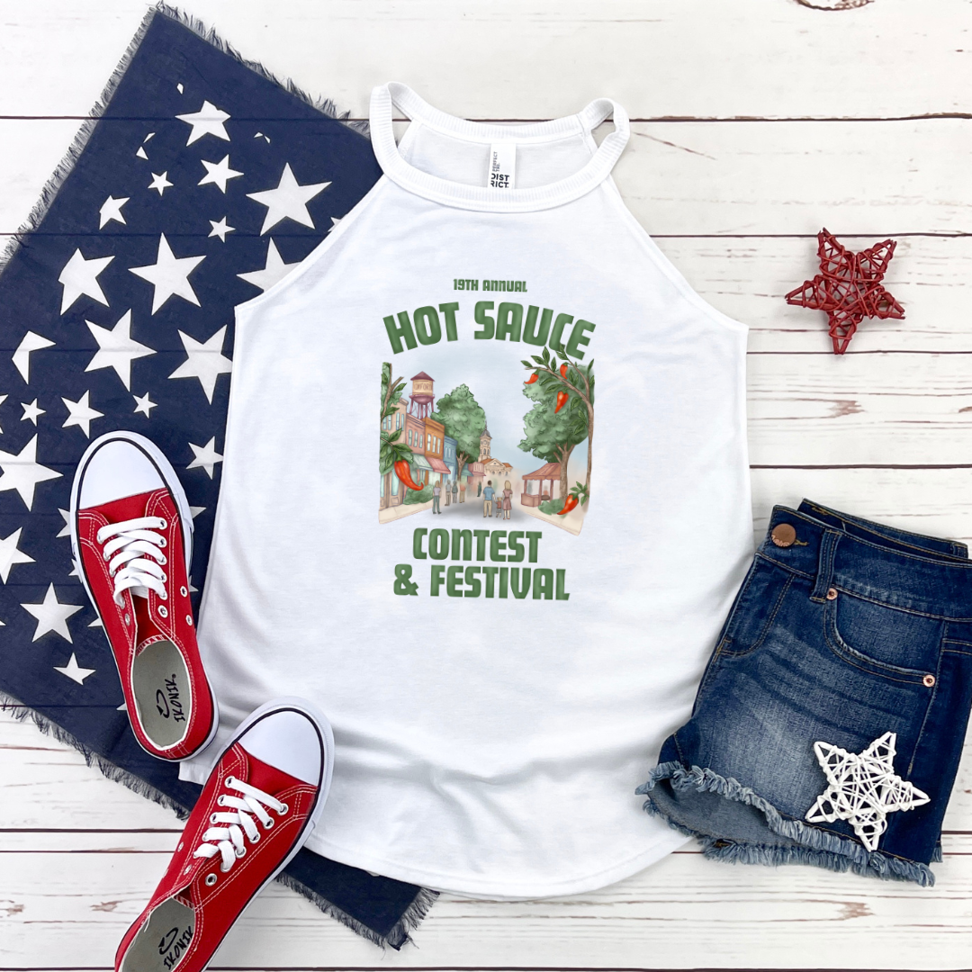 NC Hot Sauce Contest & Festival Historic Downtown Halter Tank - Winks Design Studio,LLC