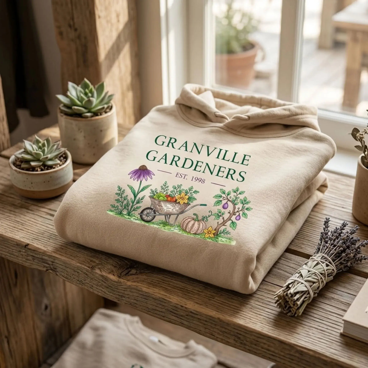Granville Gardeners Harvest Font Pouch Hoodie Winks Design Studio,LLC