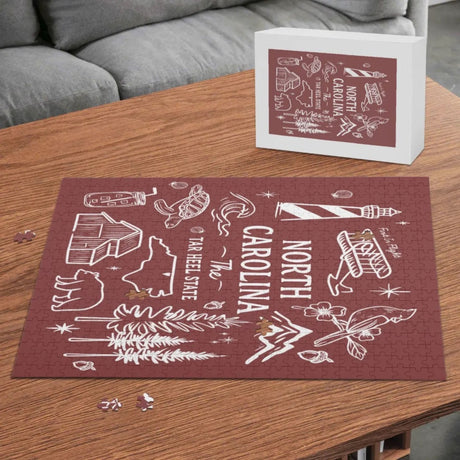 North Carolina "Tar Heel State" Wooden Puzzle – 500 Pieces - Winks Design Studio,LLC