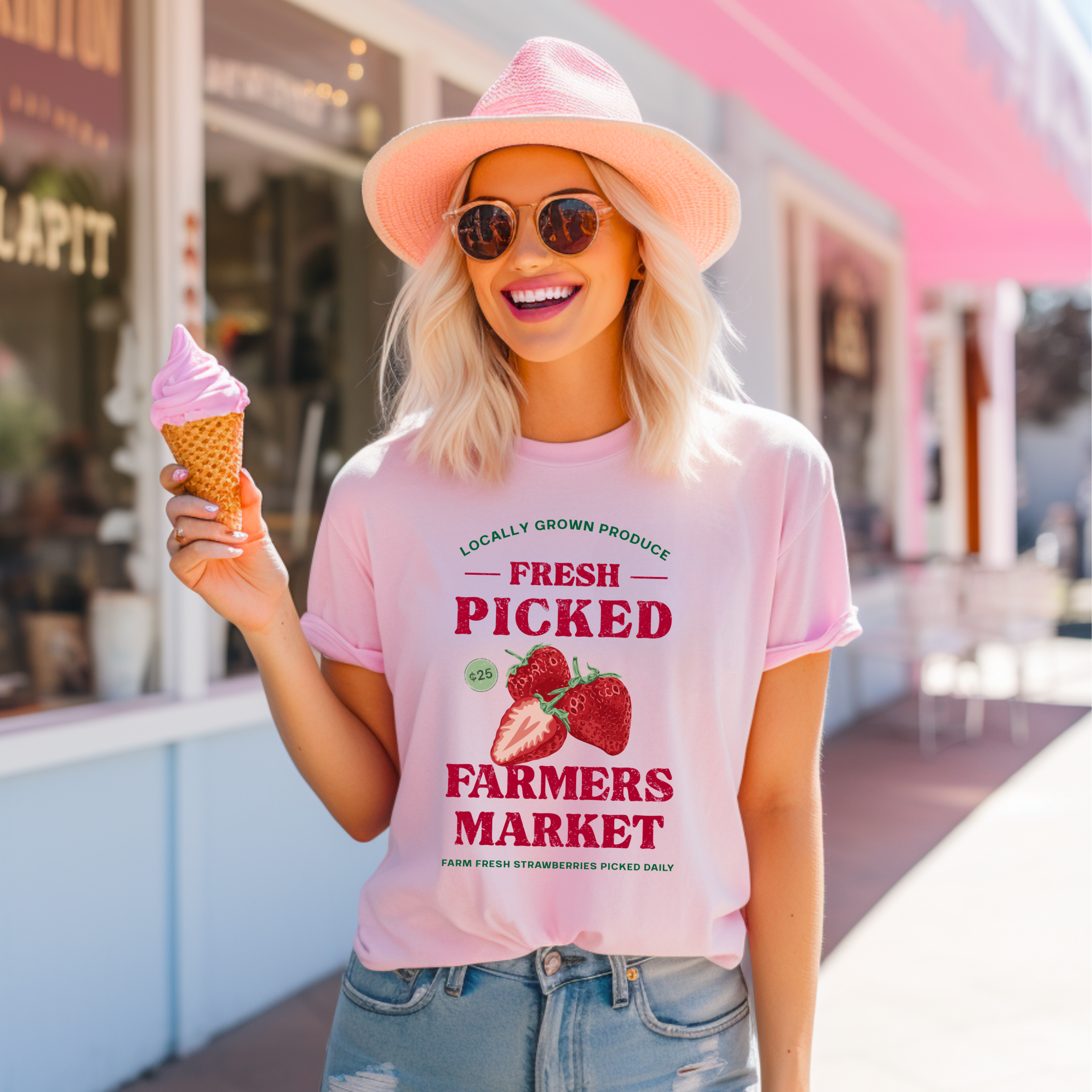 Farmers Market Fresh Picked Strawberry T-Shirt - Winks Design Studio,LLC