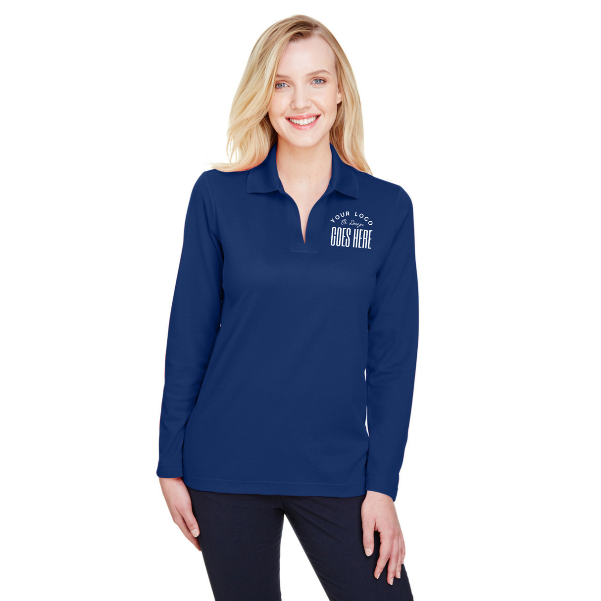 Custom Women's Long Sleeve Performance Polo | Devon & Jones CrownLux - Winks Design Studio,LLC