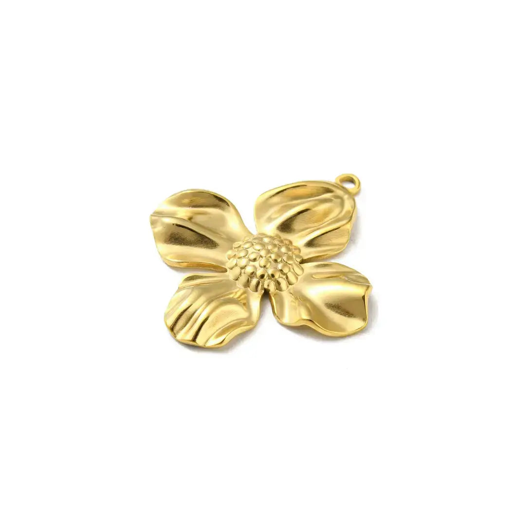 Gold Dogwood Charm charm by Winks Design Studio, LLC featuring a detailed dogwood flower design on a small decorative charm.