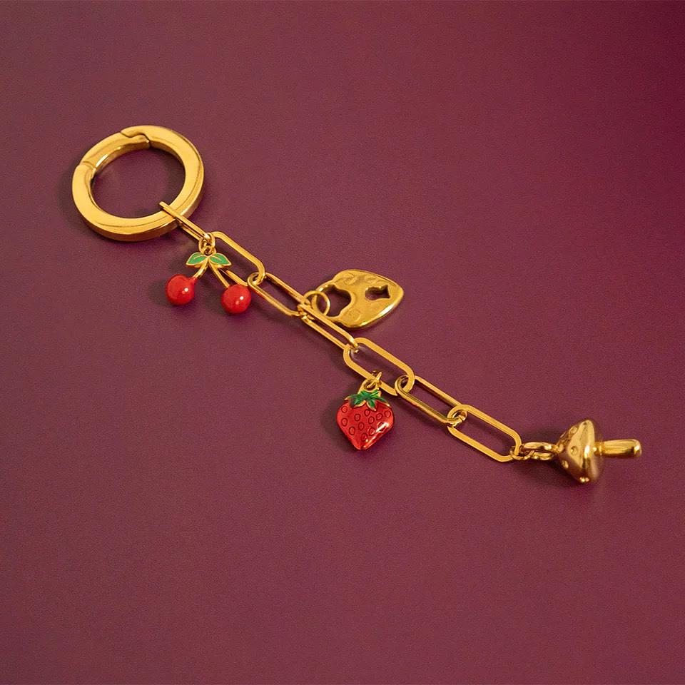 Stainless Steel Epoxy Strawberry Charm