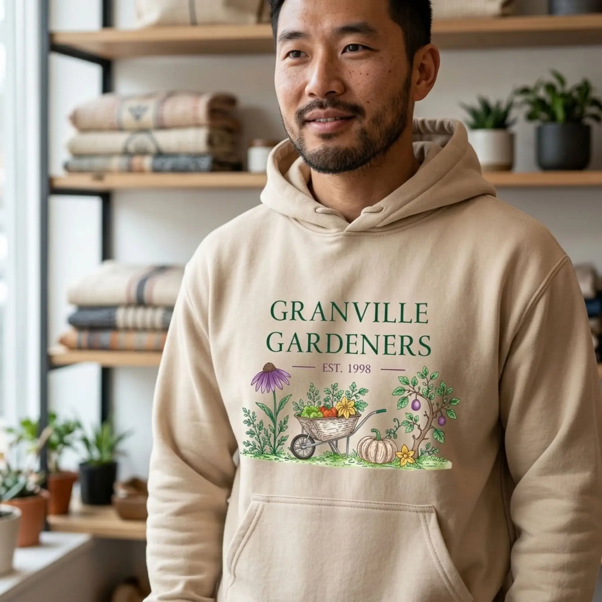 Granville Gardeners Harvest Font Pouch Hoodie Winks Design Studio,LLC