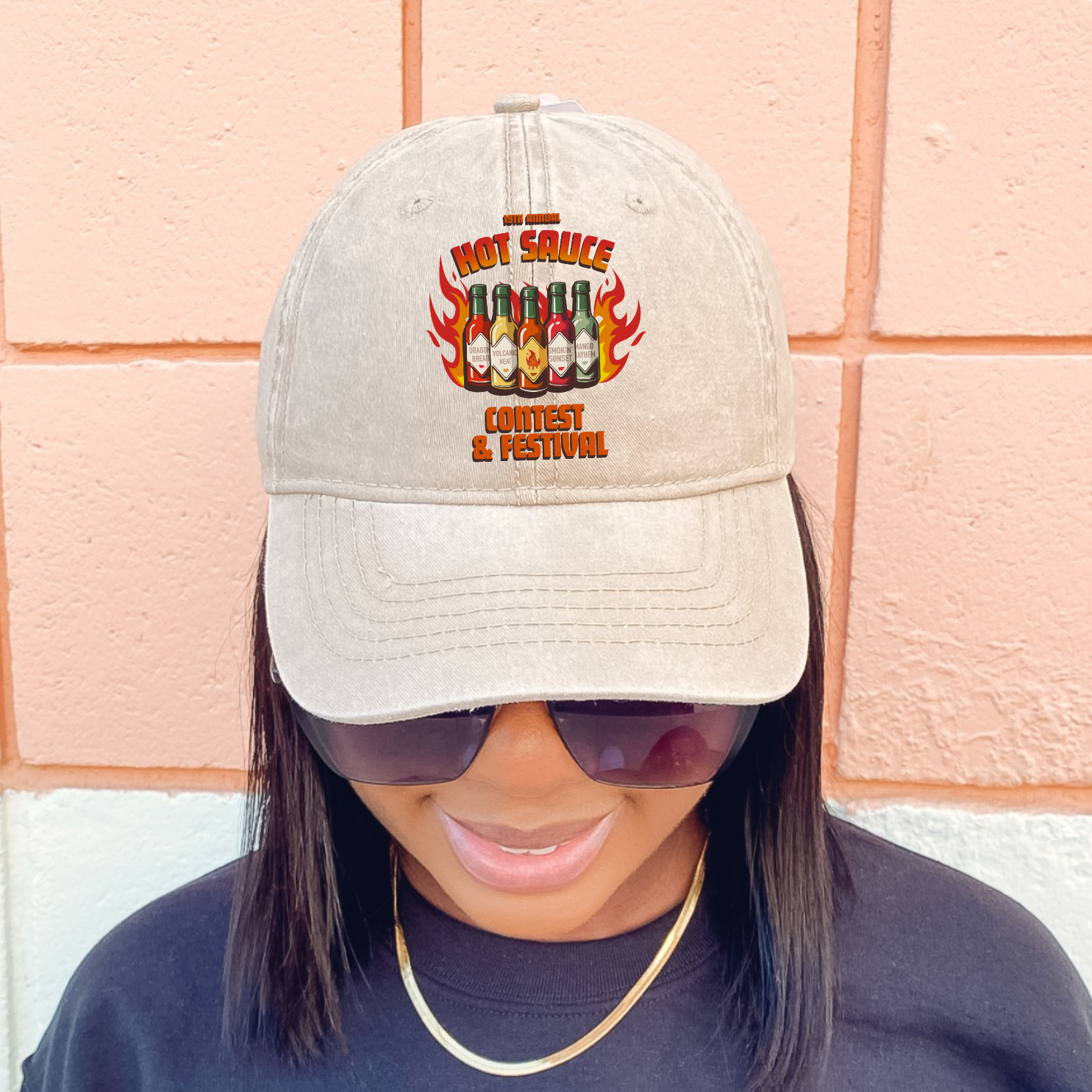 NC Hot Sauce Contest & Festival Hot Sauce Lineup Twill Hat - Winks Design Studio,LLC