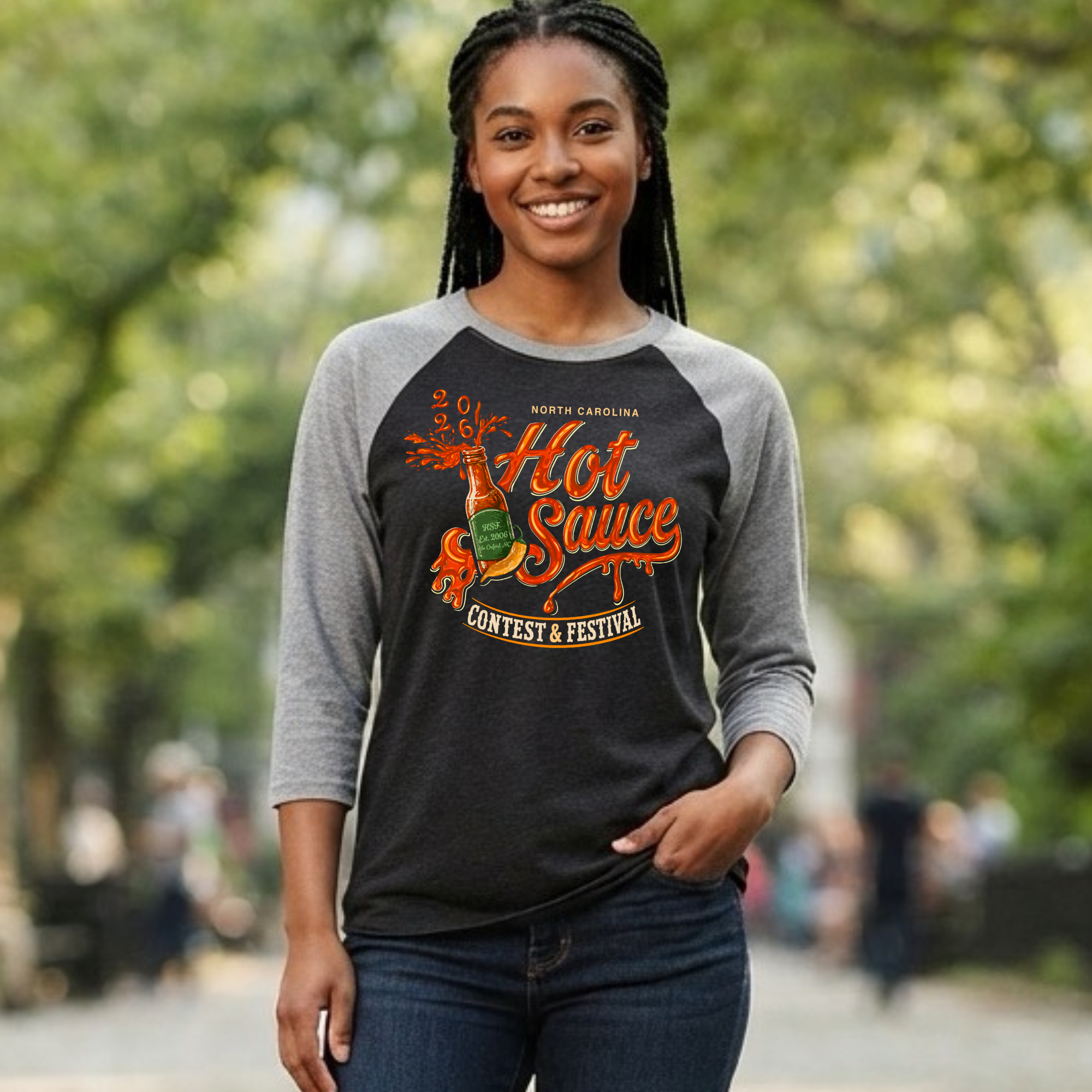 NC Hot Sauce Festival Bottle Raglan