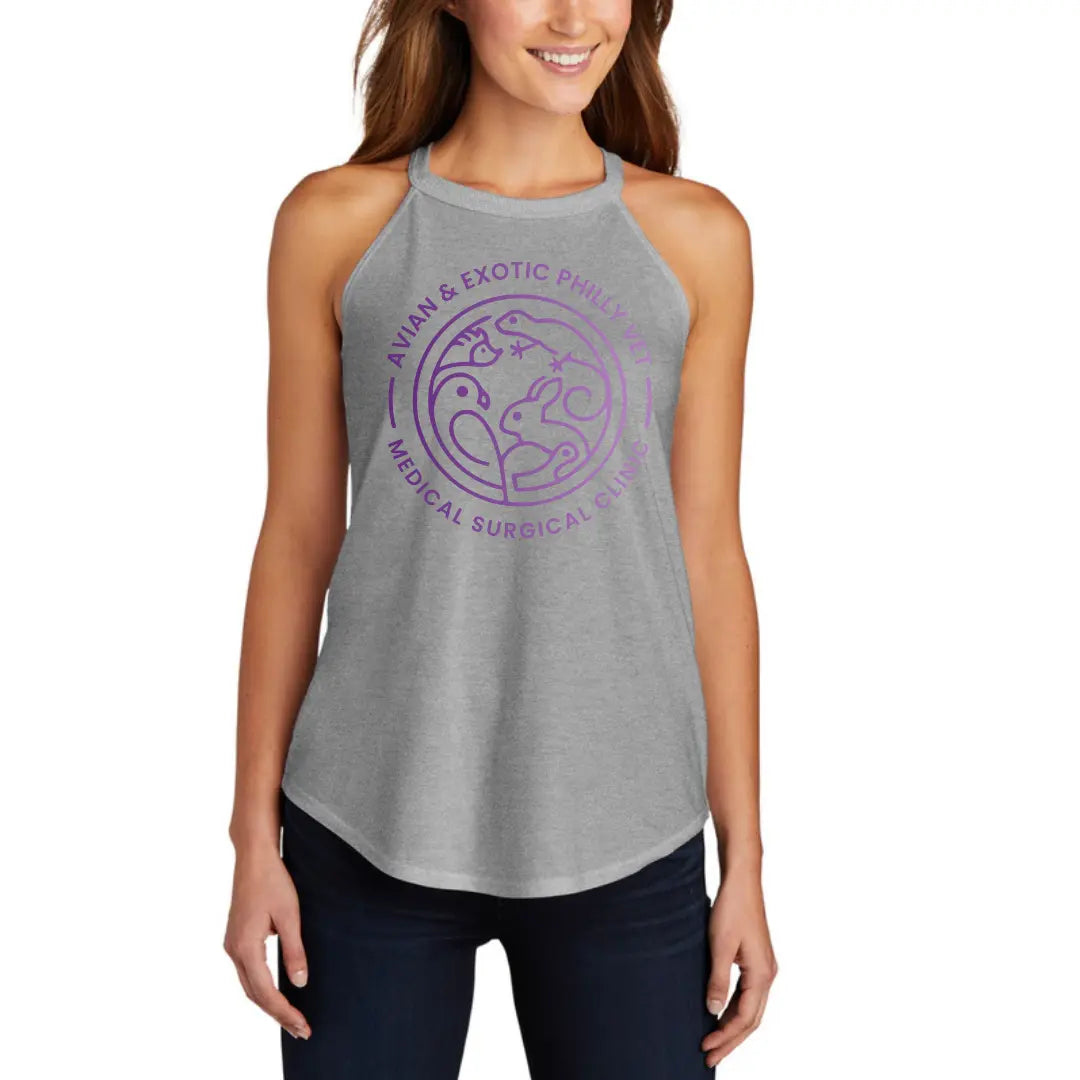 Winks Design Studio LLC Avian Exotic Halter Tank top, stylish halter style with vibrant bird-inspired print and comfortable fit.