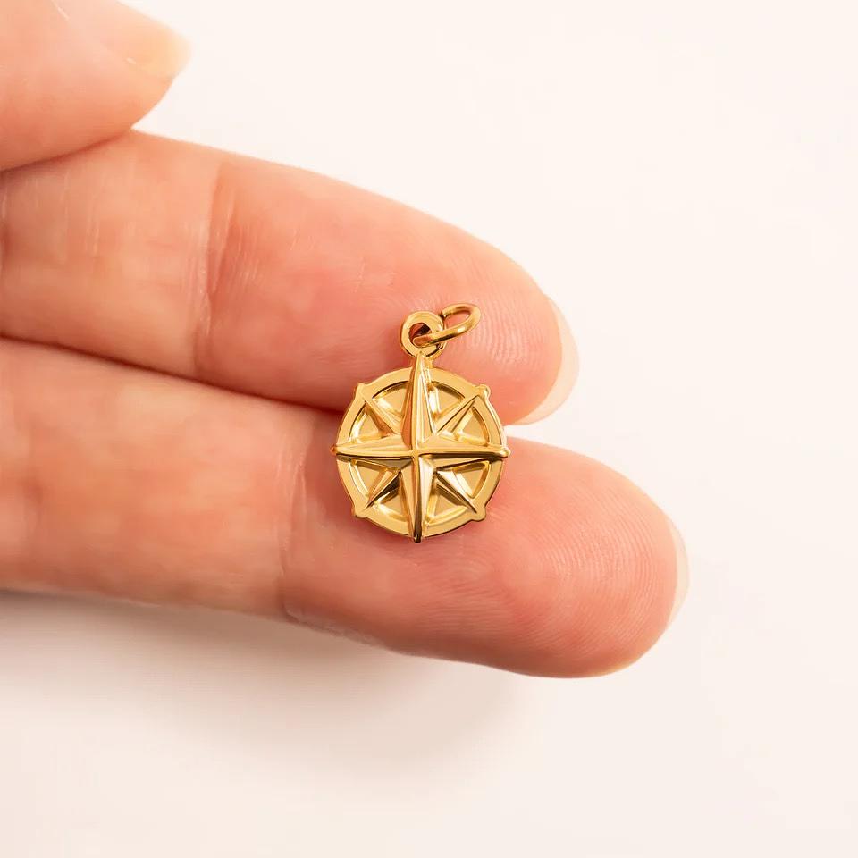 18K Gold Compass Charm