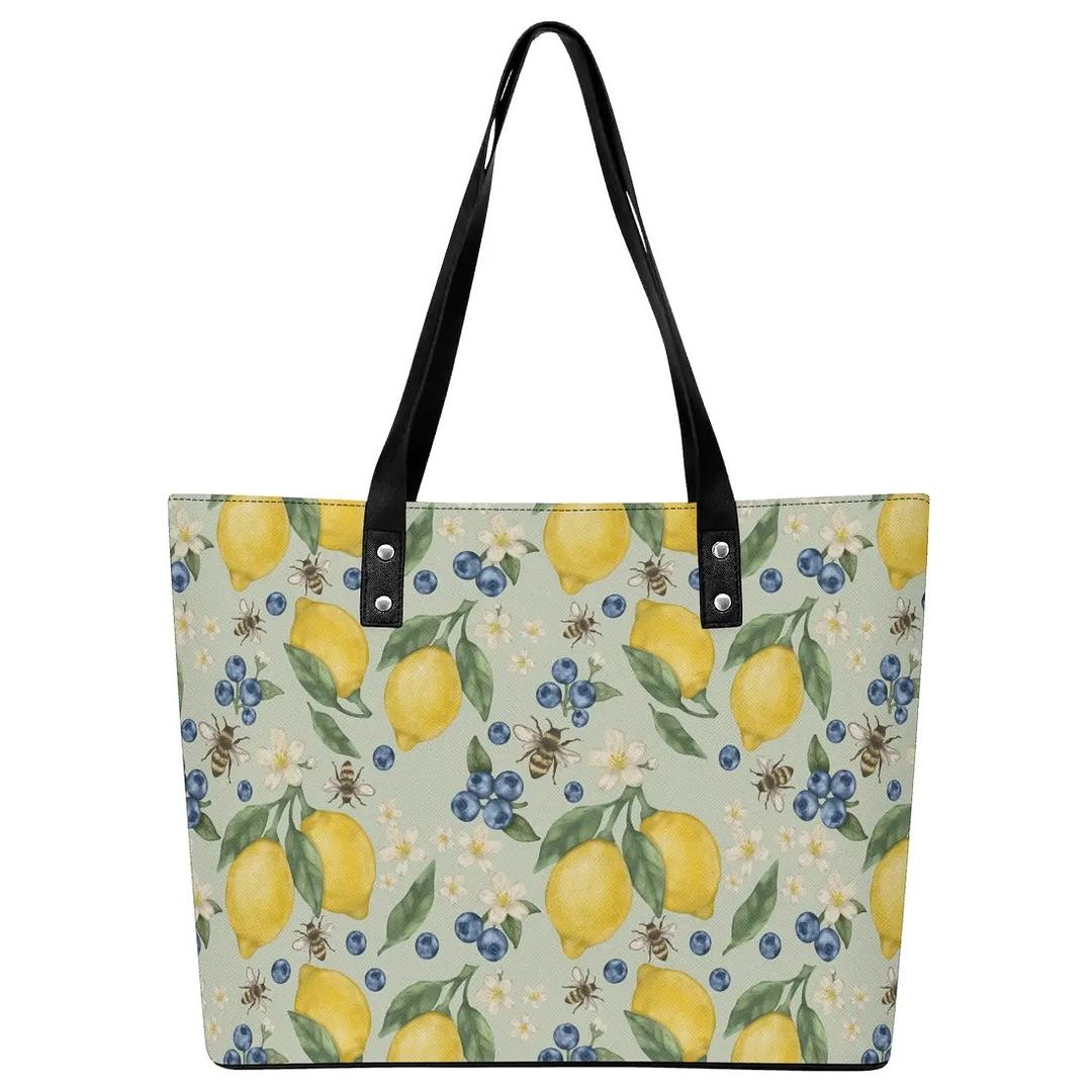 Lemonberry Bloom Leather Tote Bag - Winks Design Studio,LLC