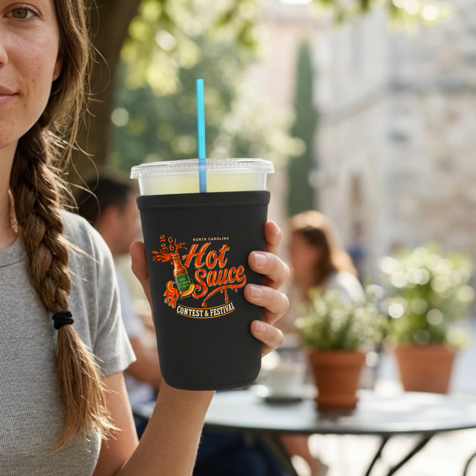 NC Hot Sauce Festival Bottle Neoprene Cup Sleeve