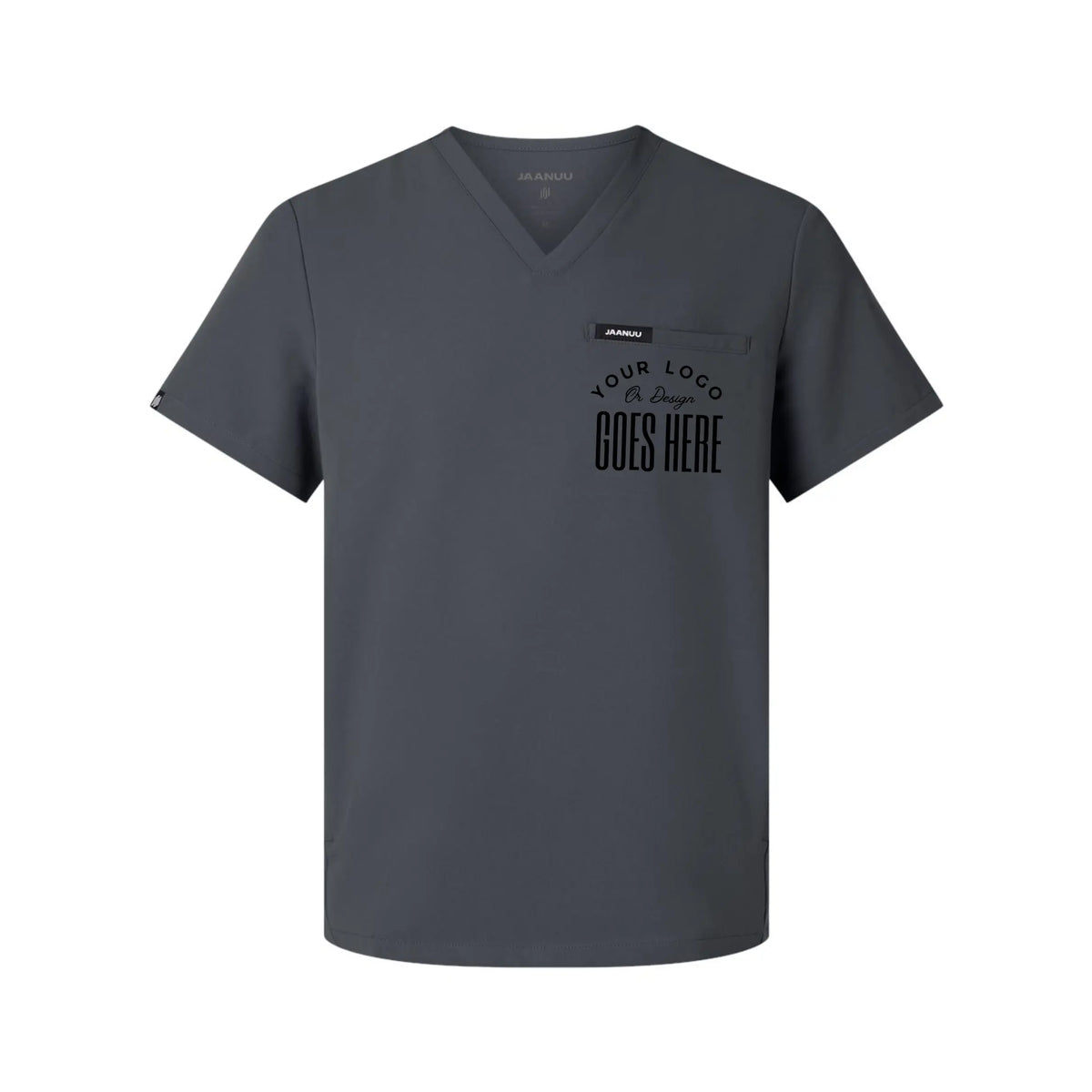 Winks Design Studio custom Jaanuu 3-pocket V-neck scrub top in medical uniform style, featuring a professional, tailored fit.