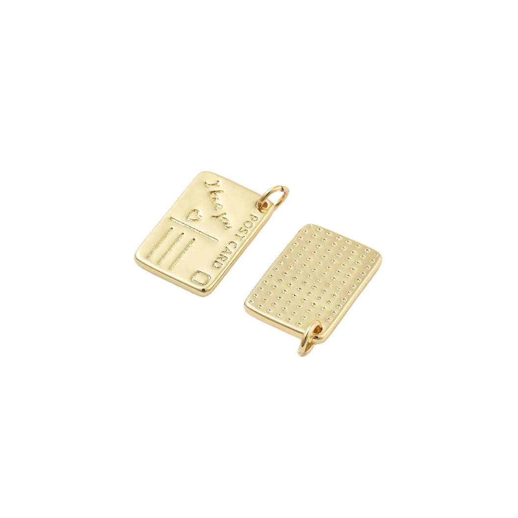 Gold Post Card Charm - Winks Design Studio,LLC