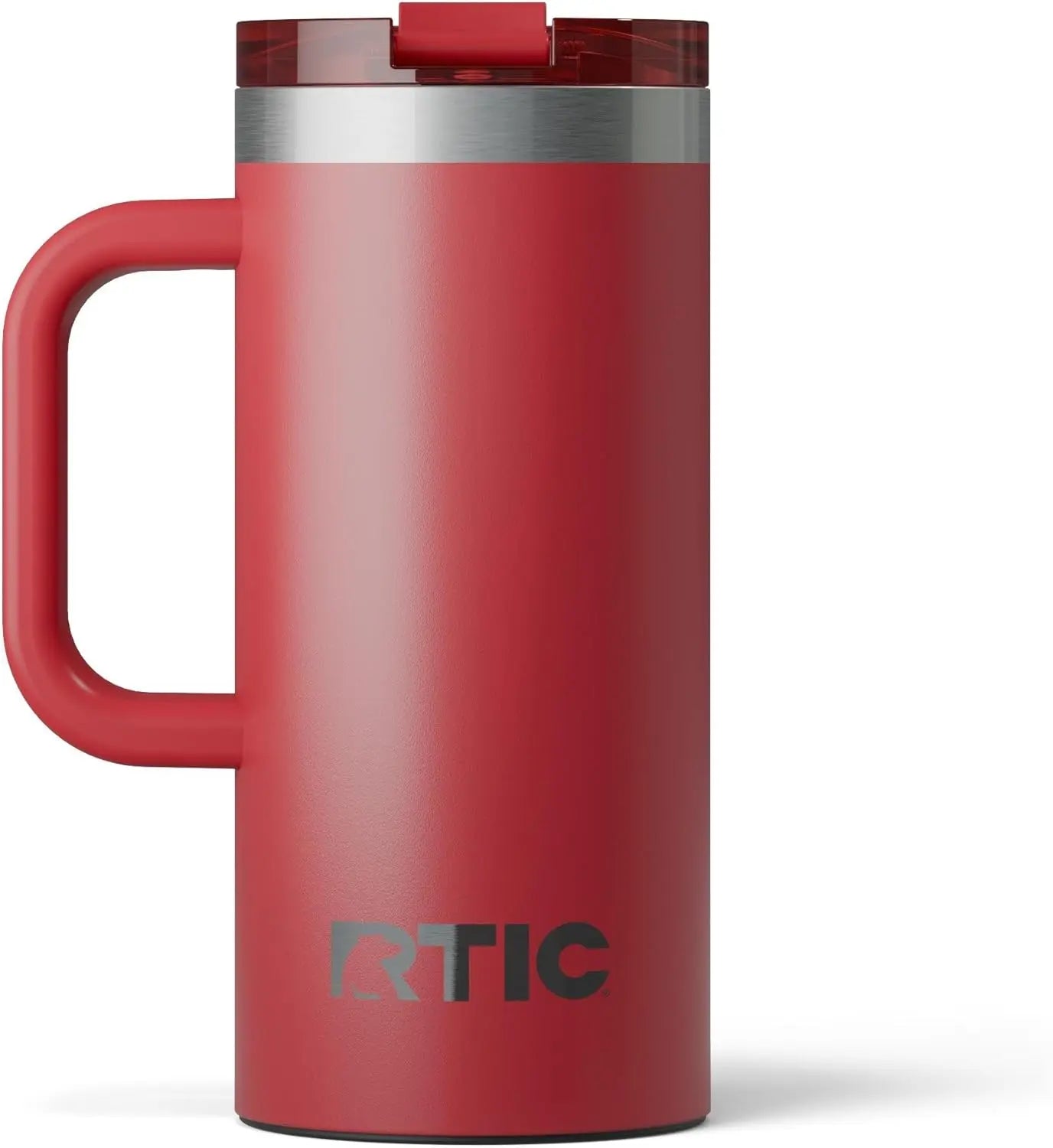 Custom engraved Winks Design Studio 16oz RTIC travel mug with stainless steel body and lid, featuring personalized design on the mug surface.
