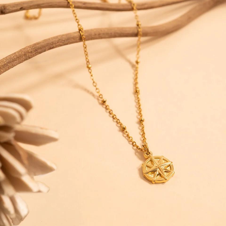 18K Gold Compass Charm