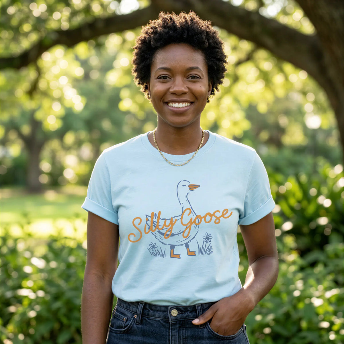 Winks Design Studio Silly Goose graphic tee, casual shirt with playful goose illustration, made of soft fabric for comfortable wear.