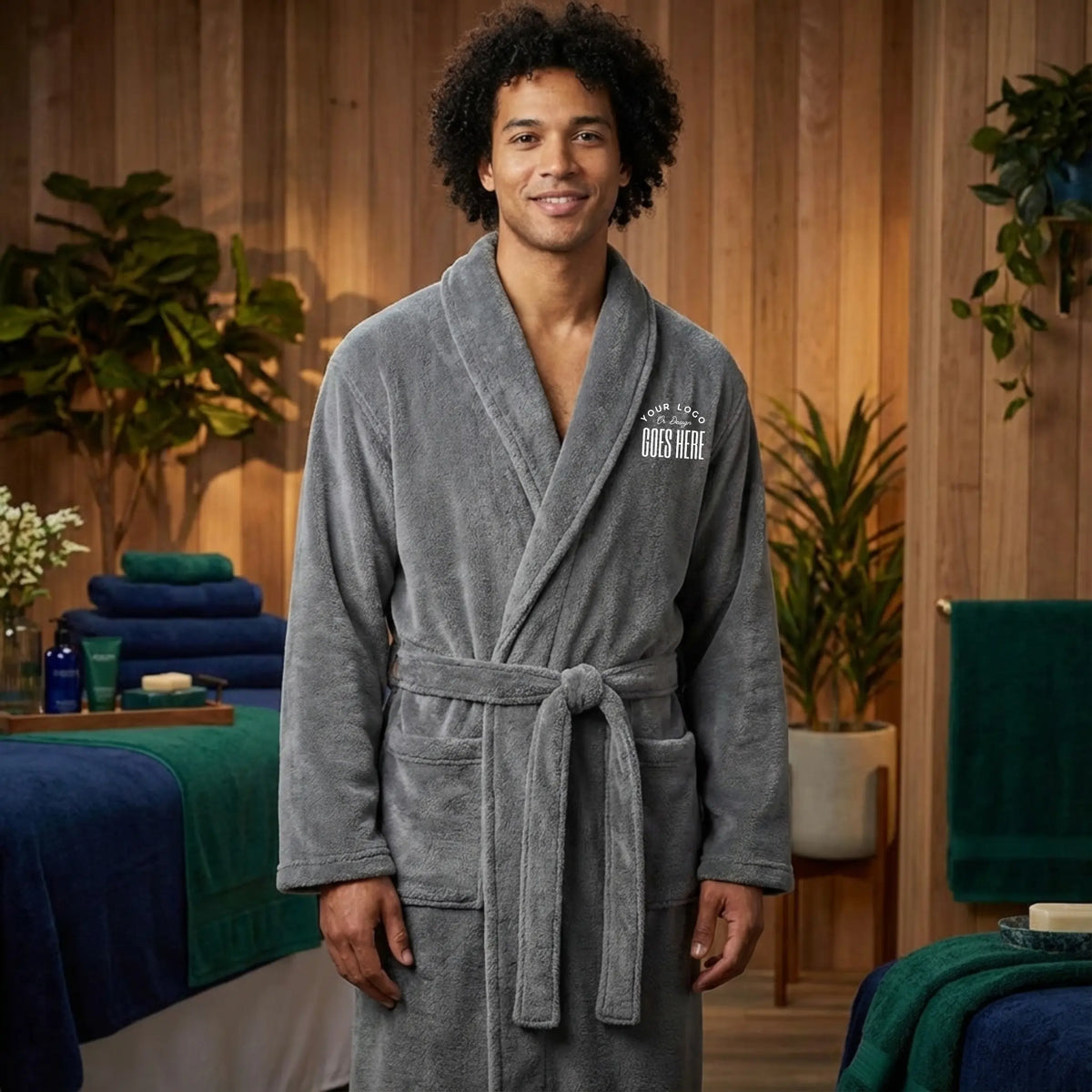 Personalized bathrobe from Winks Design Studio, LLC, featuring custom embroidery, soft fabric, ideal for gift for him, her, or family