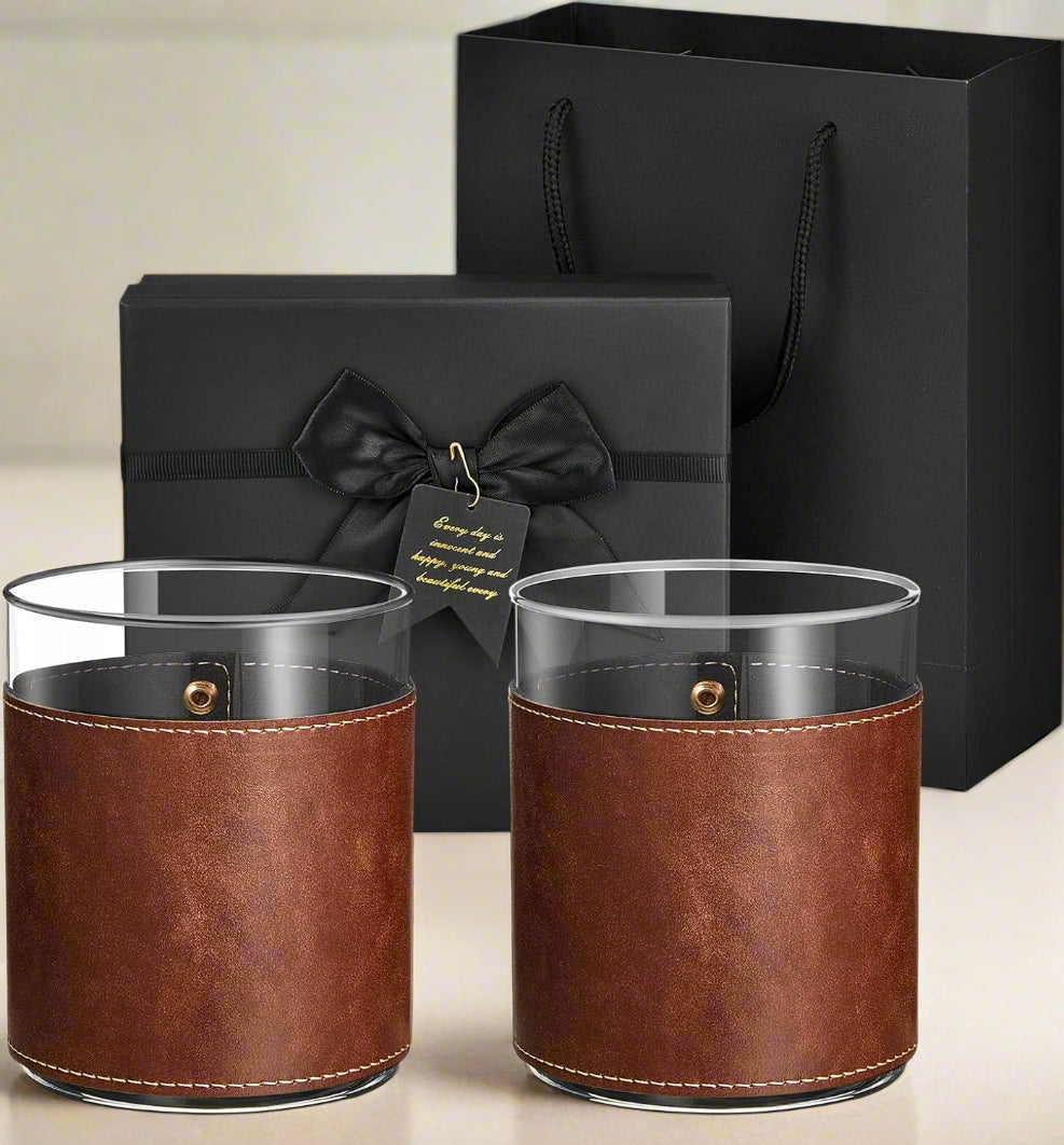 Custom Leather Rocks Glasses - Winks Design Studio,LLC