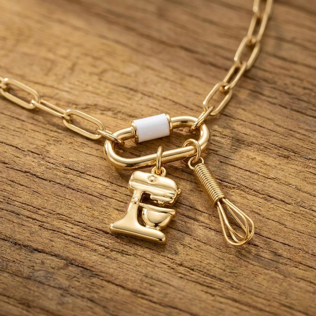 18K Gold PVD Stainless Steel Whisk Charm - Winks Design Studio,LLC