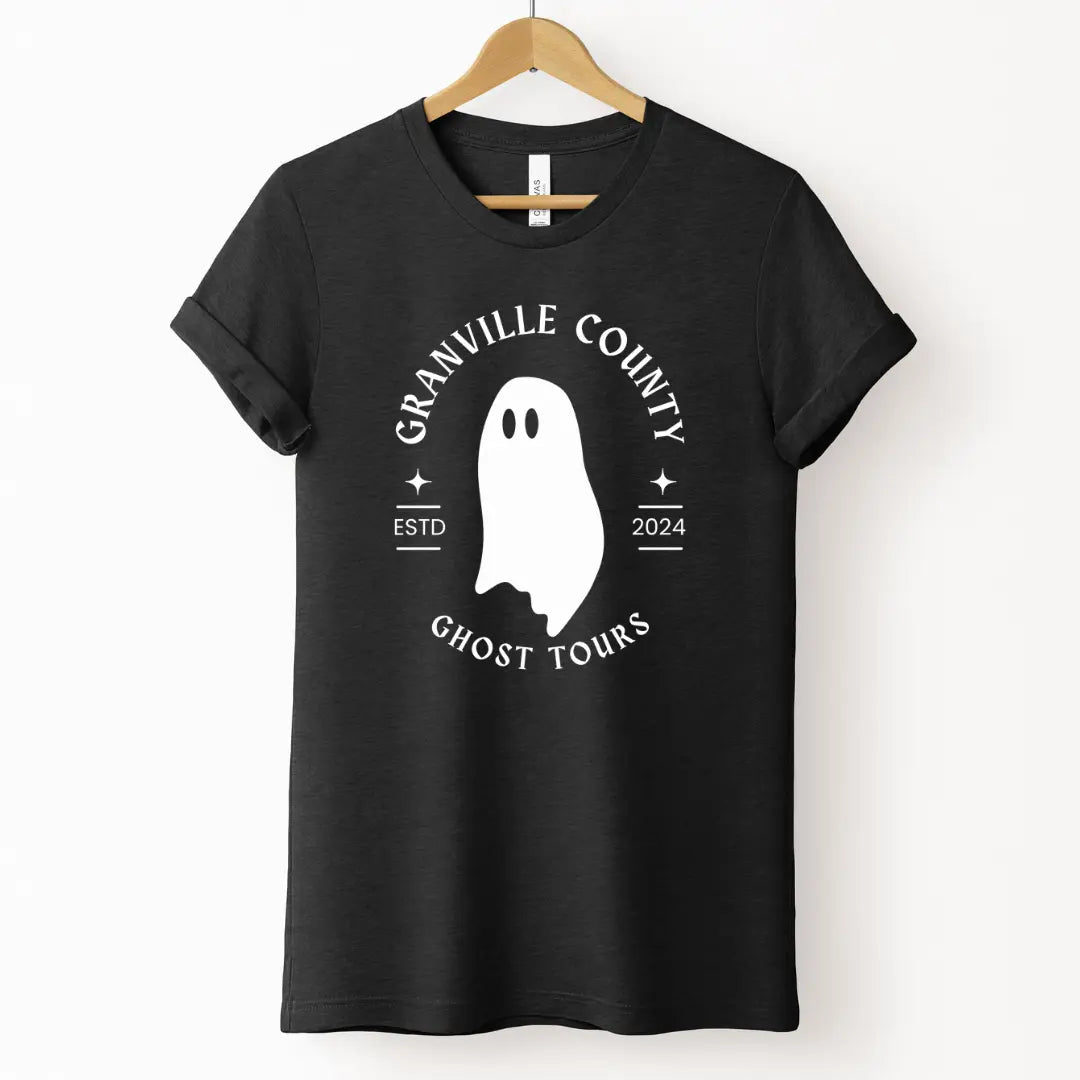 Granville County Ghost Tours T-shirt by Winks Design Studio, LLC, featuring spooky ghost images and ghost tour branding.