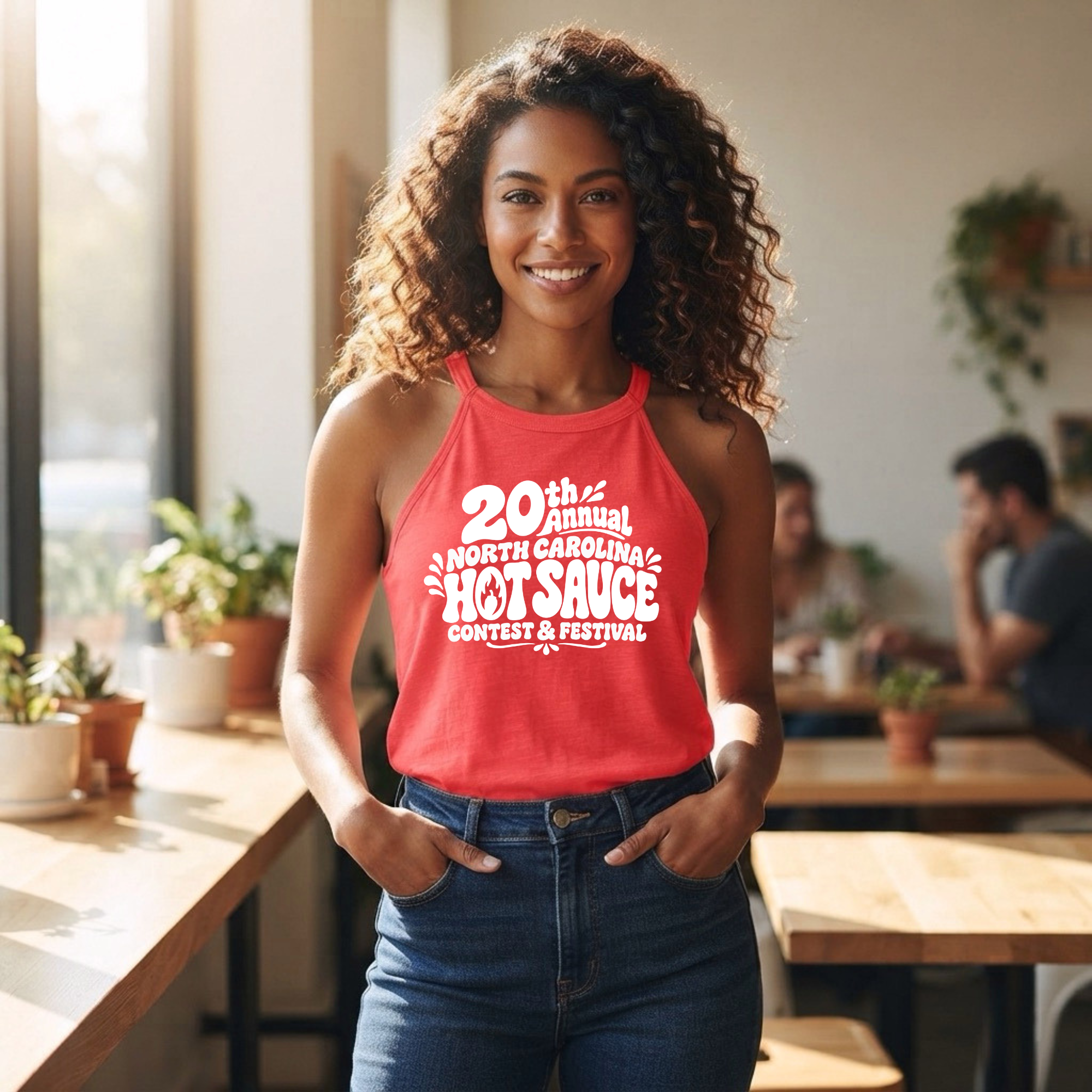 NC Hot Sauce Festival Bubble Letter Halter Tank