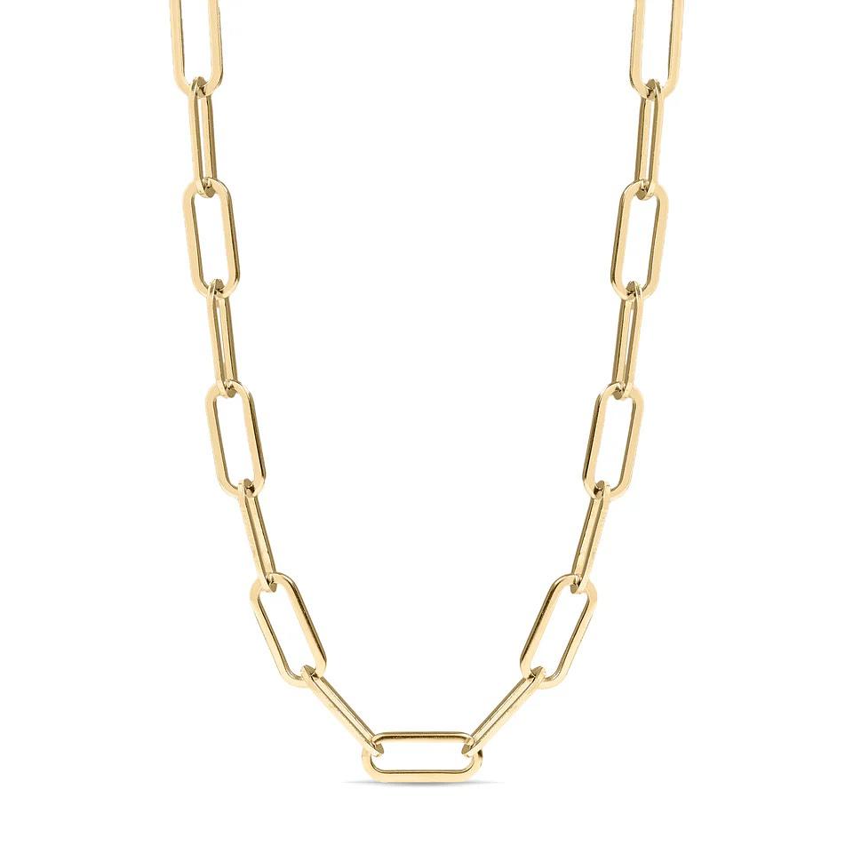 18K Gold Paperclip Chain Necklace - Winks Design Studio,LLC
