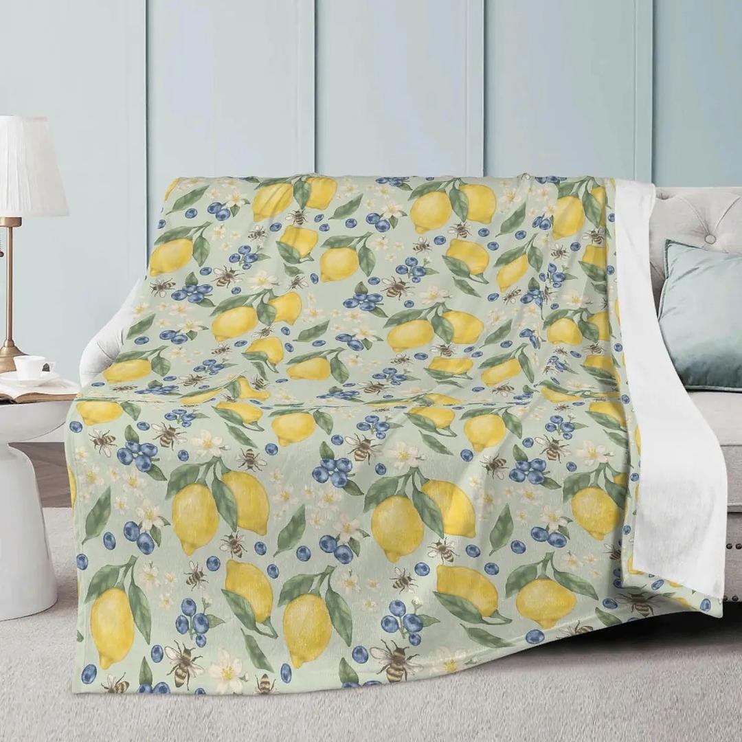 Lemonberry Bloom Fleece Blanket - Winks Design Studio,LLC