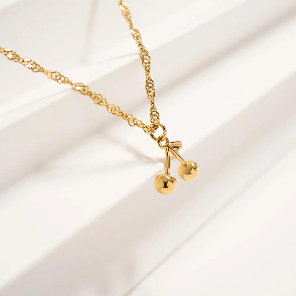 18K Gold Cherry Charm