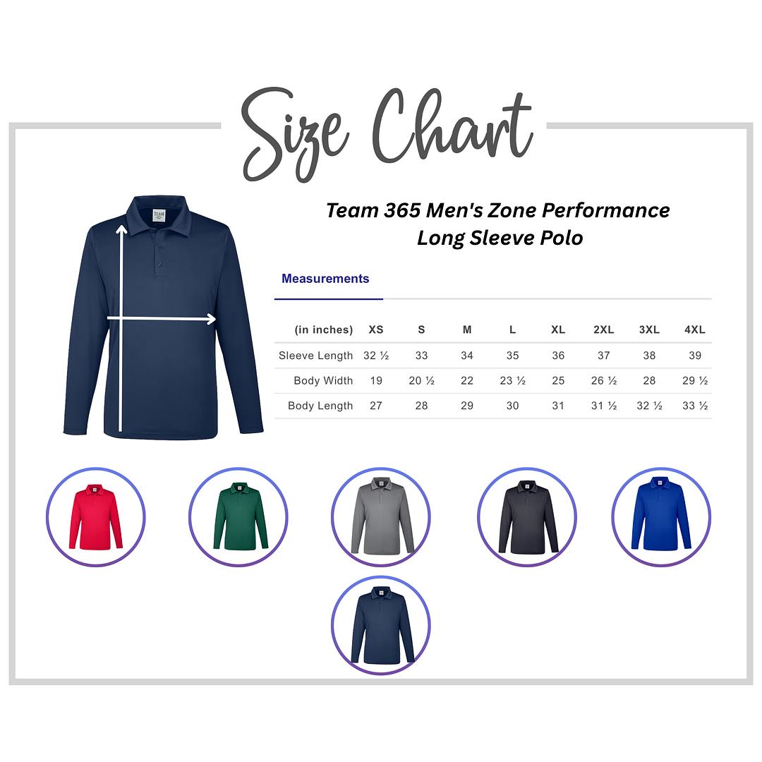 Size chart for Team 365 Men&