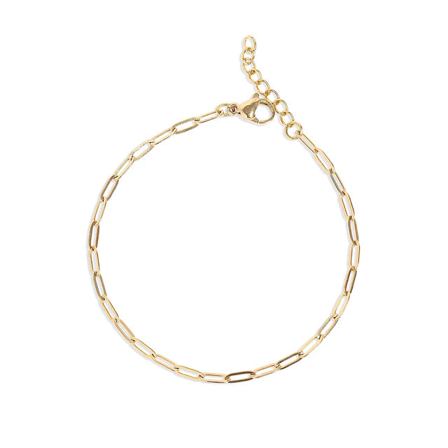 18K Gold Paperclip Chain Bracelet - Winks Design Studio,LLC